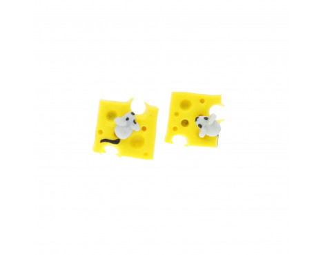 Kolczyki dla dzieci Ser żółty z myszką 9mm