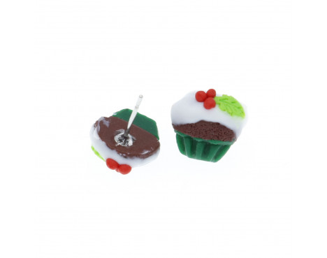 Kolczyki świąteczne wiszące - muffinki z modeliny