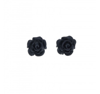 Kolczyki róże czarne 1cm malutkie sztyfciki