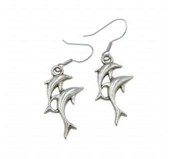 Kolczyki wiszące skaczące delfiny - biżuteria marynistyczna - sklep