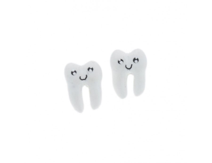 Ząb, kolczyki dla dentystki wys. 1,1,cm - zęby ząbek sztyfty