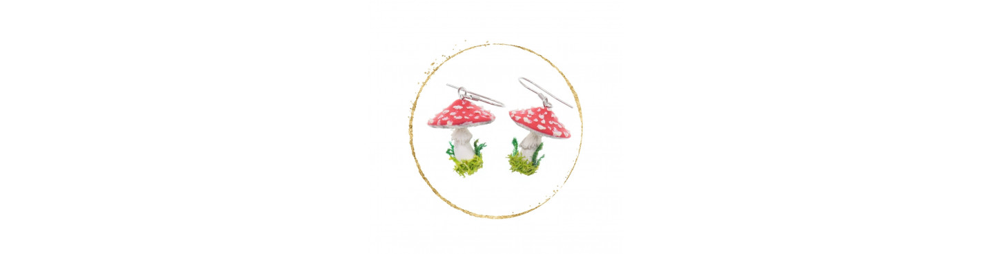 Kolczyki grzyby - Biżuteria i akcesoria z motywem GRZYBÓW - Krafciarka